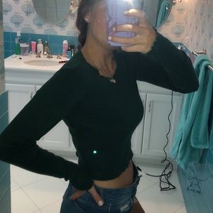 Brandy Melville fitted long sleeve ruffle edge top